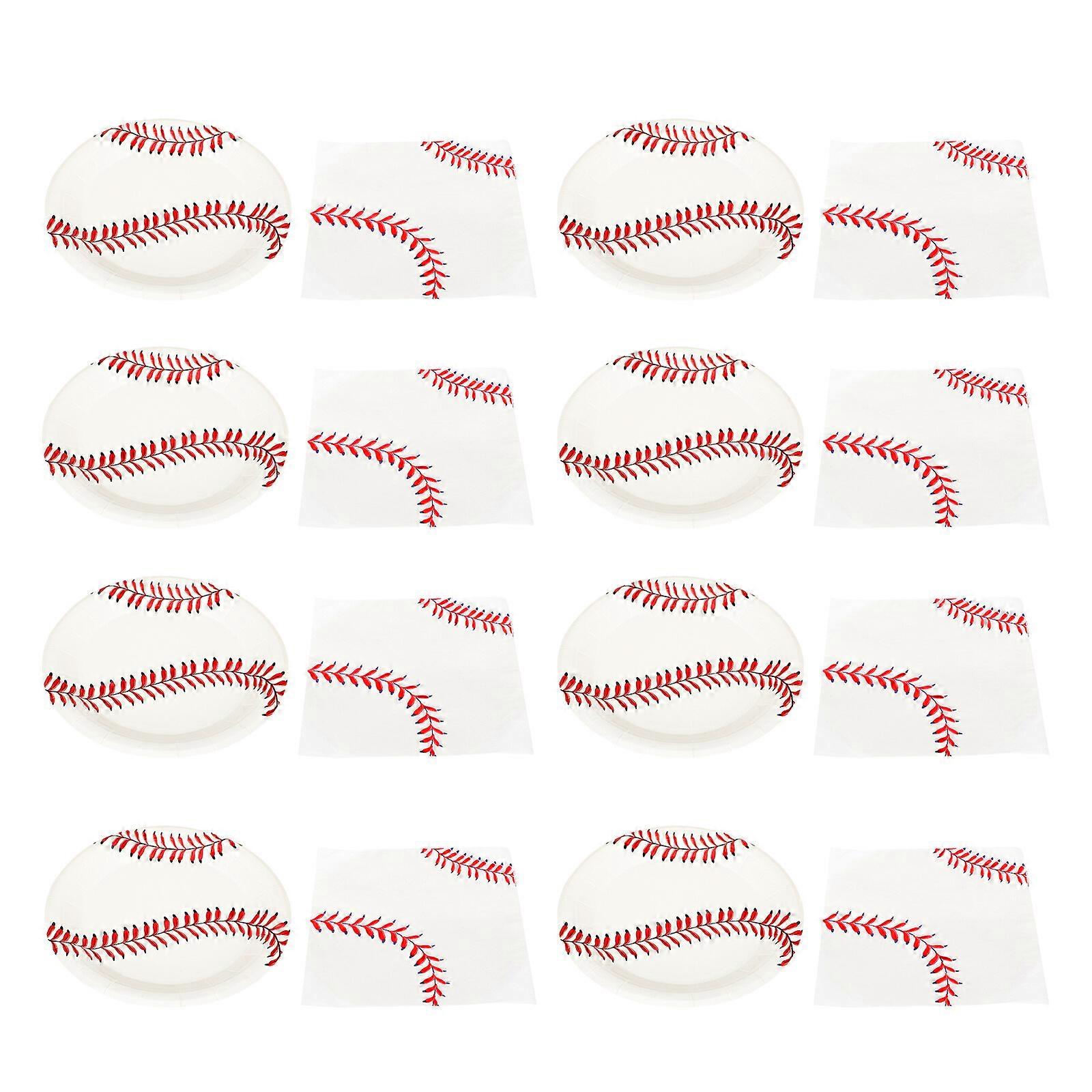 1Set Baseball Design Plates and Napkins Disposable Paper Plates Basball Party Tablewares