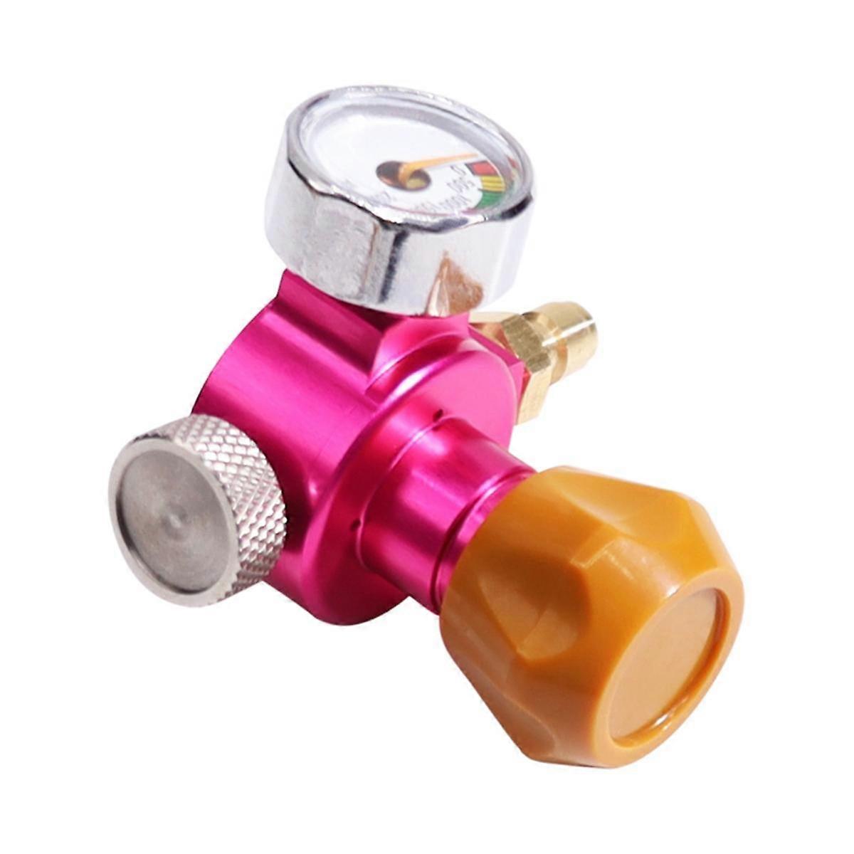 CO2 Refill Adapter CO2 Bottle Adapter with 2000Psi Pressure Gauge for DUO/TERRA/ART Quick Connect CO2 Bottle, Rose Red