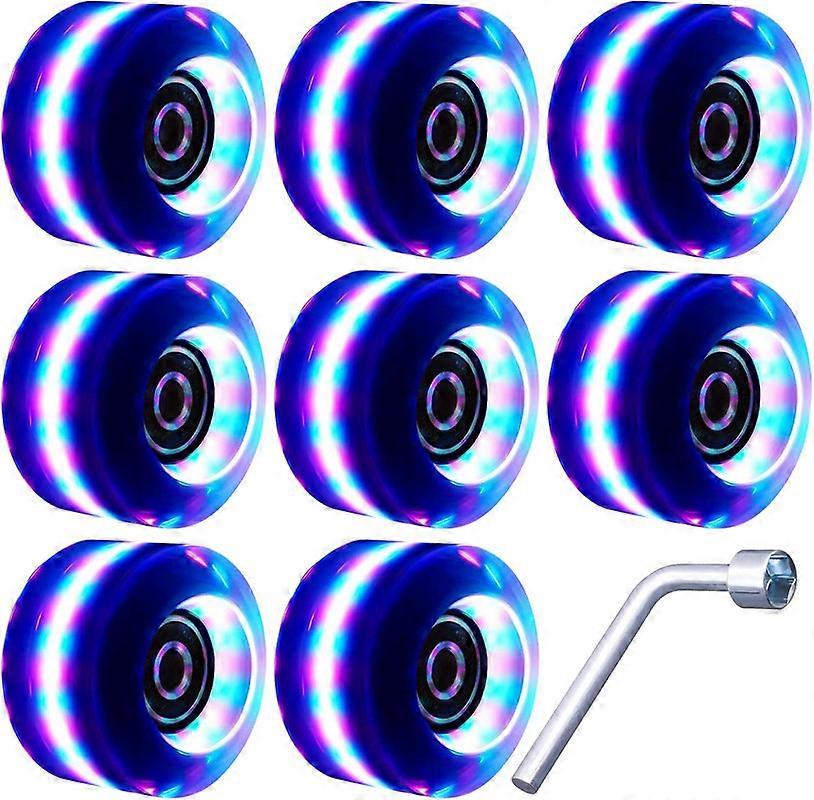 8 Pack Roller Skate Wheels with Bearings Installed Quad Light Up Wheels