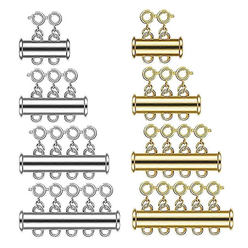 8Pcs Magnetic Clasps Snap Hook Creative Multi-row Magnetic Buckles for DIY Accessories Jewelry Decor (Silver and Golden)
