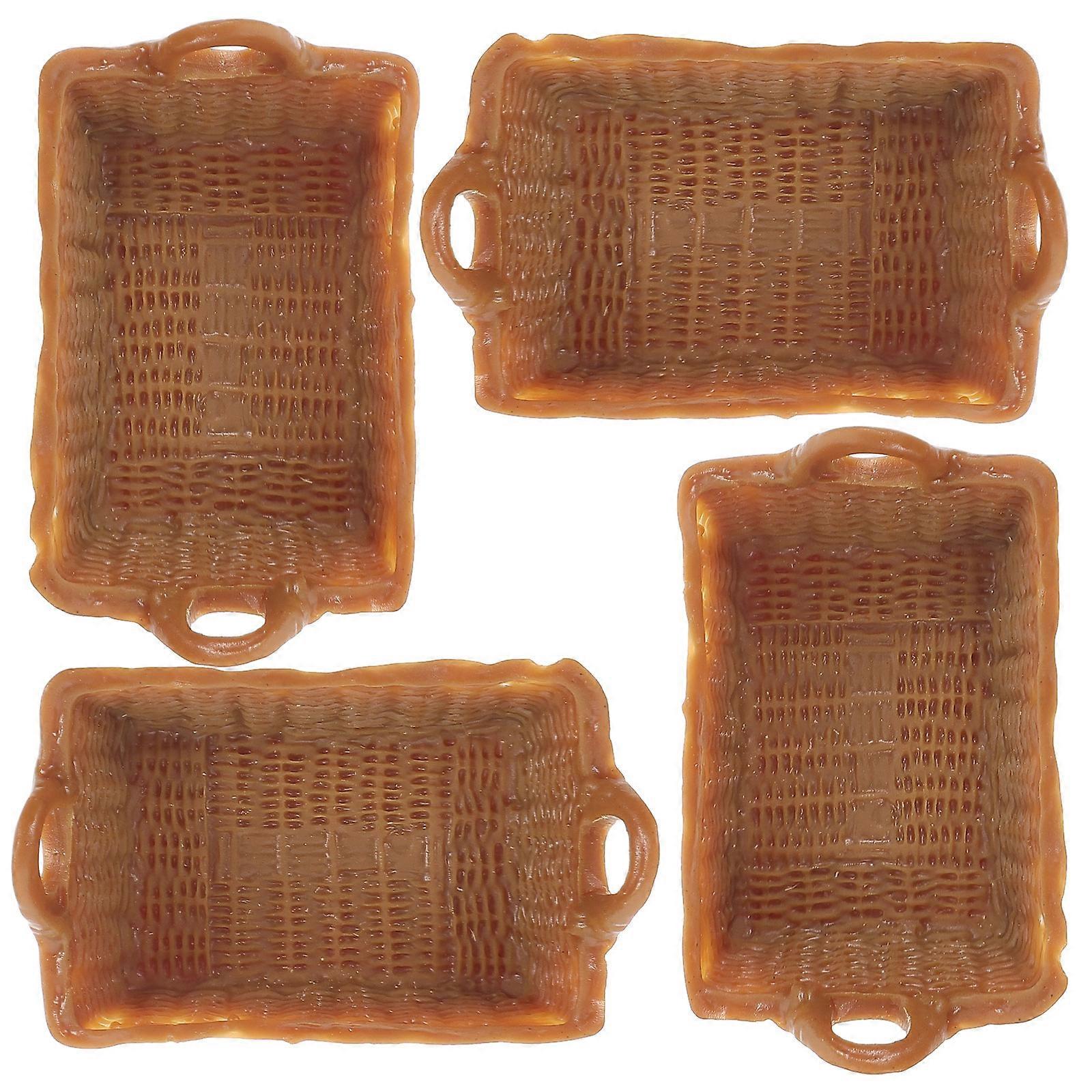4pcs Doll House Baskets 1/12 Scale Miniature Resin Fruit Vegetable Basket Models