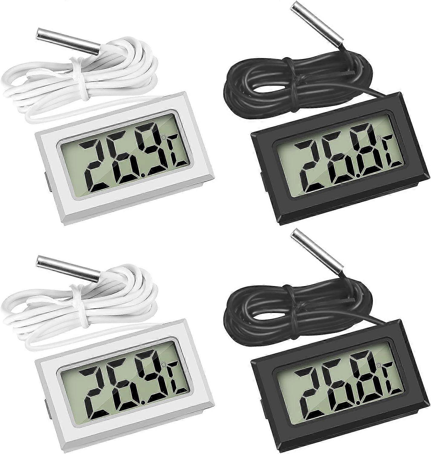 Mini LCD Digital Thermometer Temperature Tester with External Sensor for Fridge Freezer Fridge Aquarium (4 PCS with External Sensor)