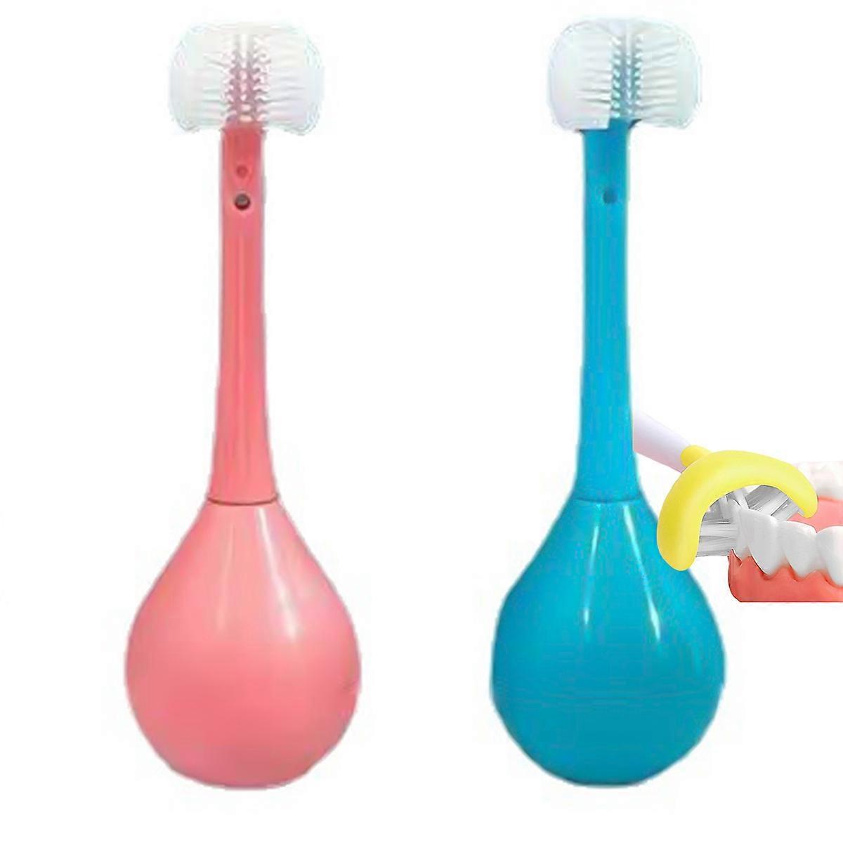 2pcs non-reversing three-sided bristle toothbrush for special needs children Clean every tooth
