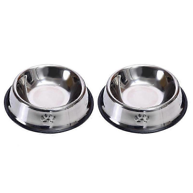 2 יחידות קערות לכלבים מפלדת אל-חלד, קערות האכלה לכלבים, קערות צלחת לכלבים עם בסיס גומי (XL)