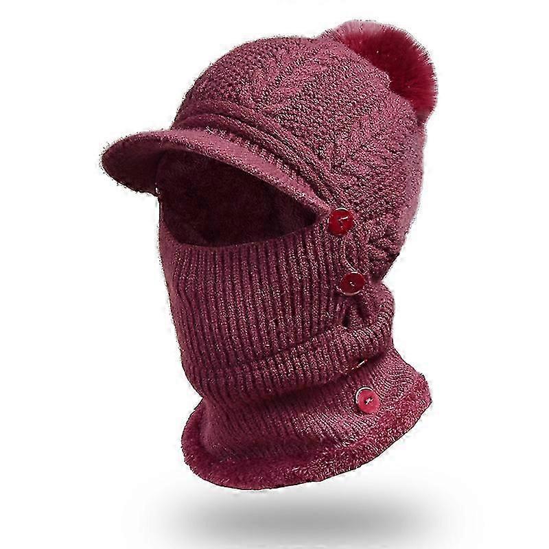 3 في 1 حماية الشتاء للوجه الكامل للرقبة واقية من الرياح قبعة بيسبول تزلج دافئة (أحمر)