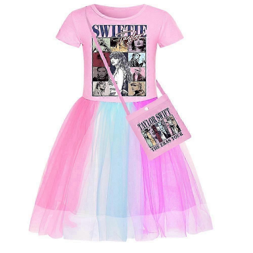 3-10Jahre Mädchen Taylor Swiftie Regenbogen Kleider Prinzessin A-Linie Kleid Geburtstag Party Rock yyds