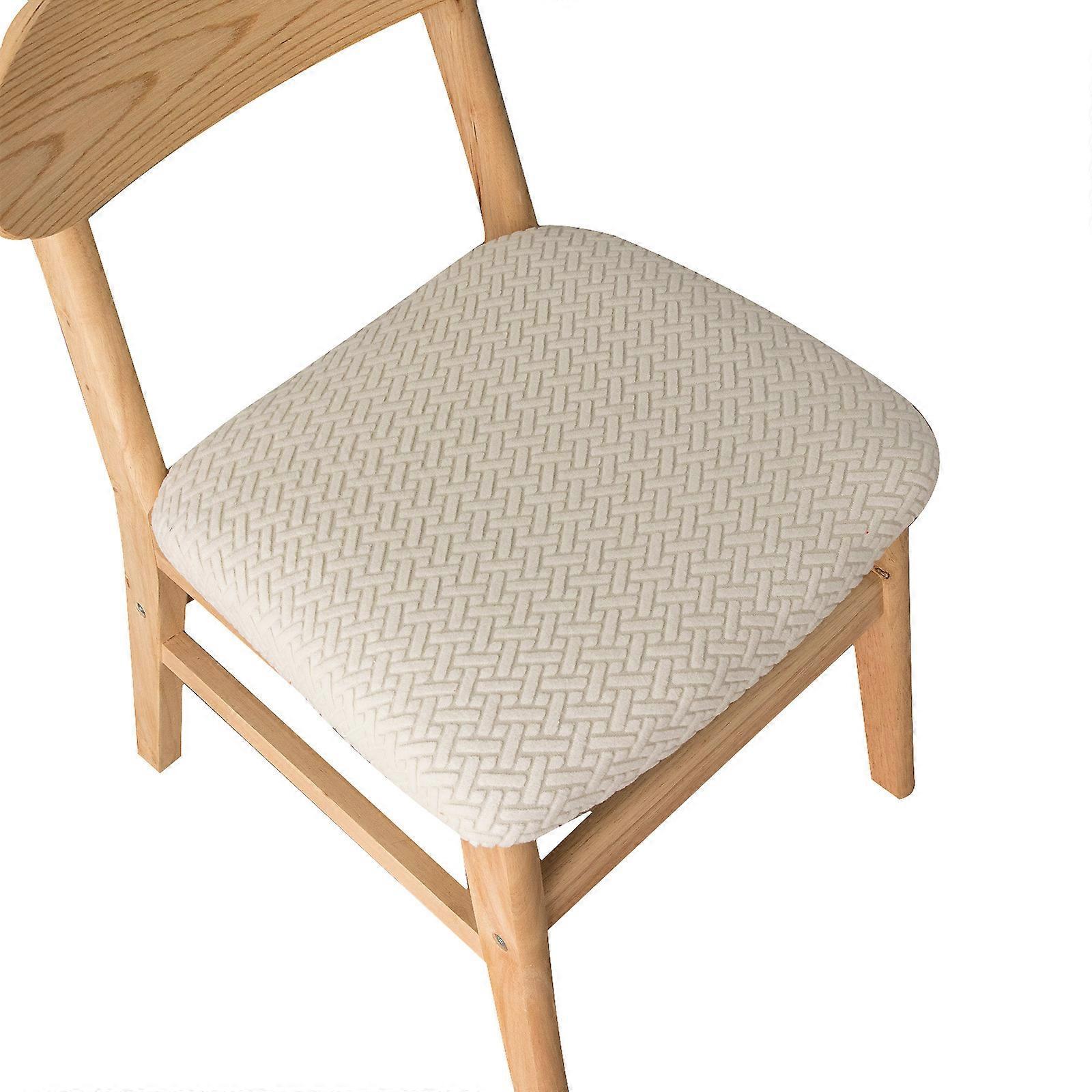 Stretch Seat Covers for Dining Chairs, Jacquard Fabric Protector Set, Suitable for Standard Size Chairs, Machine Washable