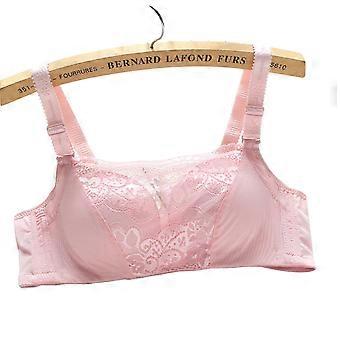 Dentelle Pas d’anneau d’acier Soutien-gorge froncé confortable Sous-vêtements réglables (Rose 36/80)