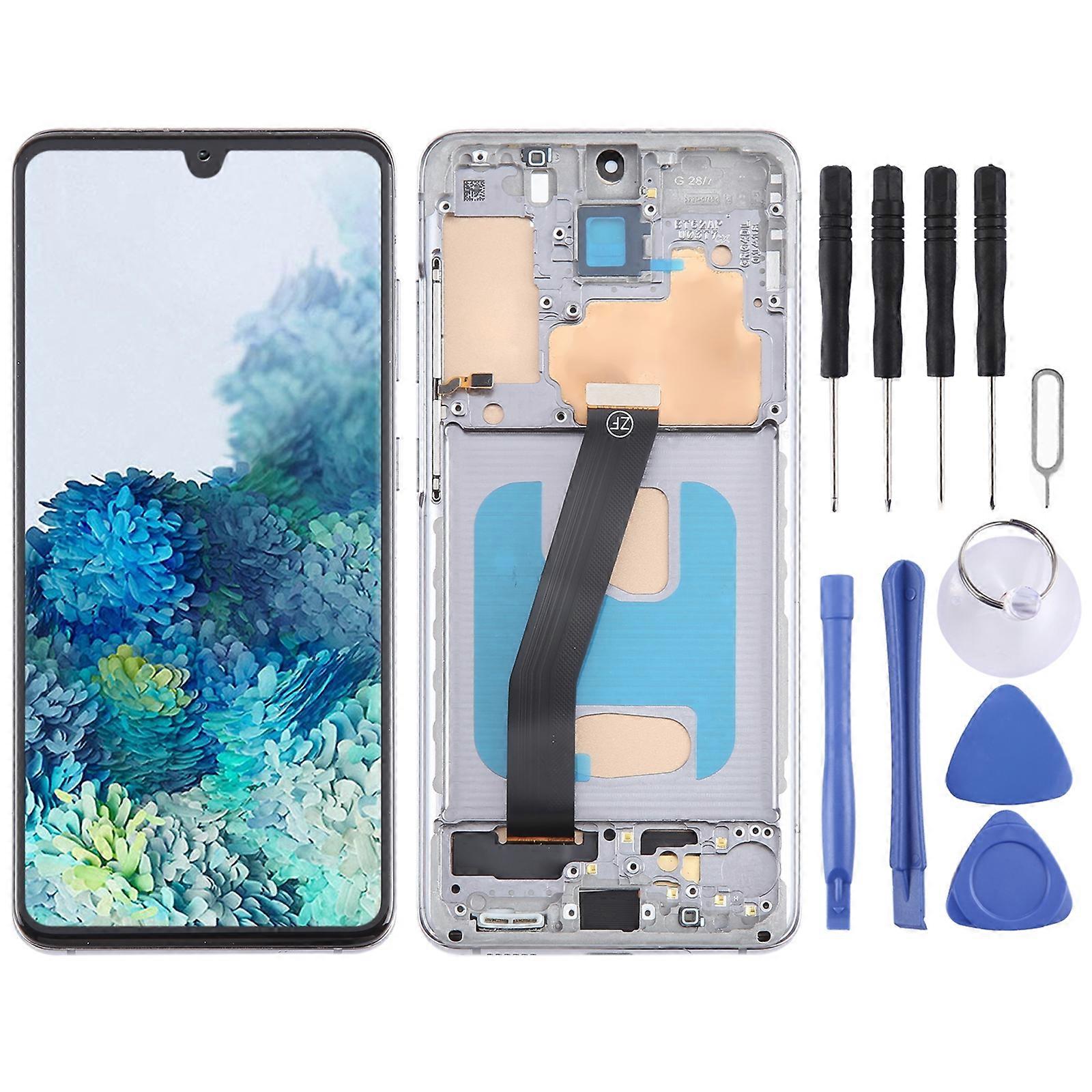 TFT LCD Screen For Samsung Galaxy S20 SM-G980 Digitizer Full Assembly with Frame,Not Supporting Fingerprint Identification(Grey)