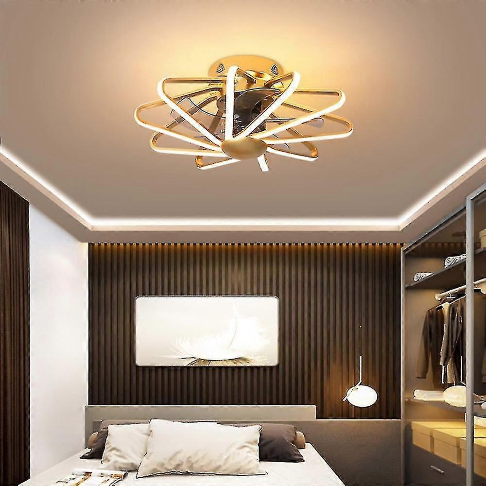 58cm Ceiling Fan Light 220v Light Led Stepless Dimming Gold