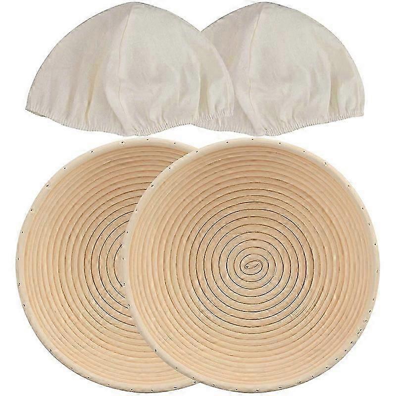 Proofing Basket Set Of 2-10inch Round Bread Basket Banneton Liner For Sourdough Bread