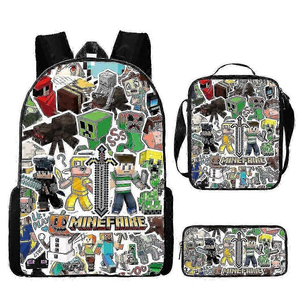 Minecraft Primary And Secondary School Schoolbags Minecraft Game Peripheral Backpack Three-piece Set