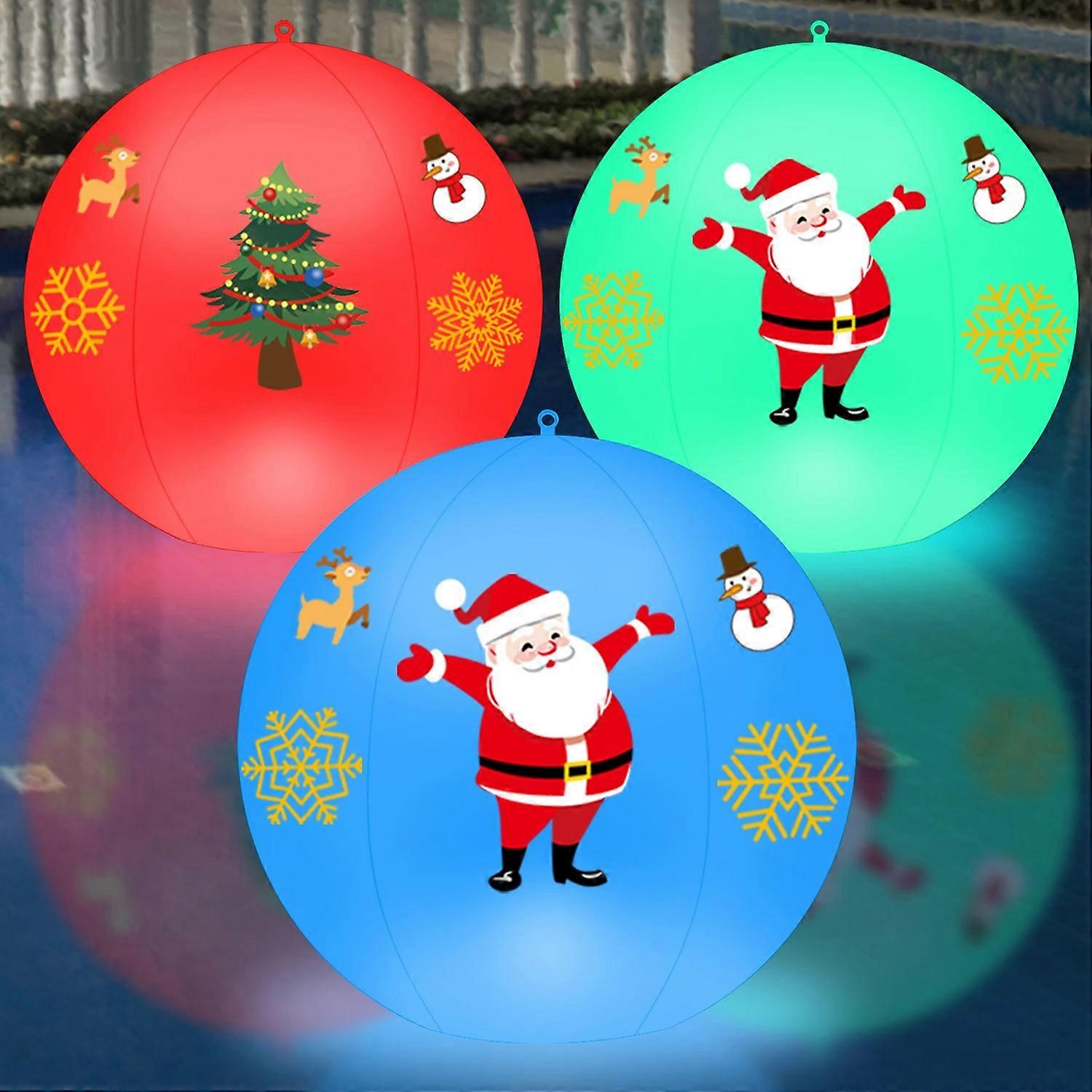2PCS Solar Powered LEDs Floatings Pool Lights with 2PCS Santa Claus Design Sticker RGBW 16 Color Cha