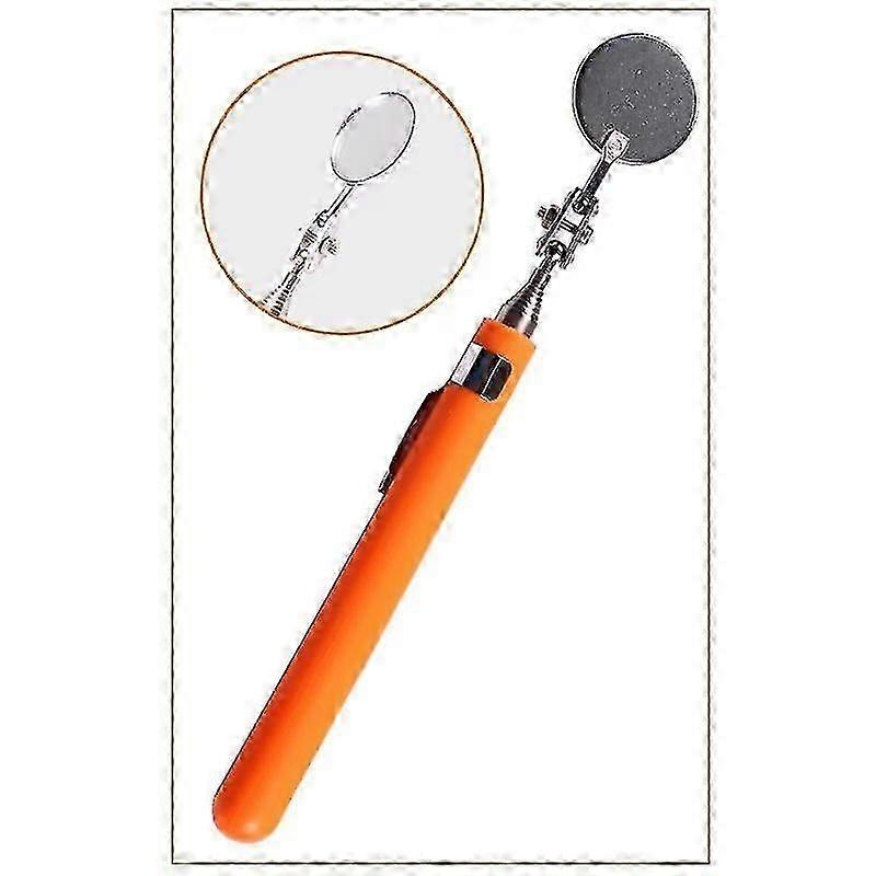 Car Telescopic Inspection Mirror Retractable Hand Mirror Round Handle Mechanical Mirror Tool 30mm, 1 Pack Color Red Handle, Yellow Handle, Black Handl