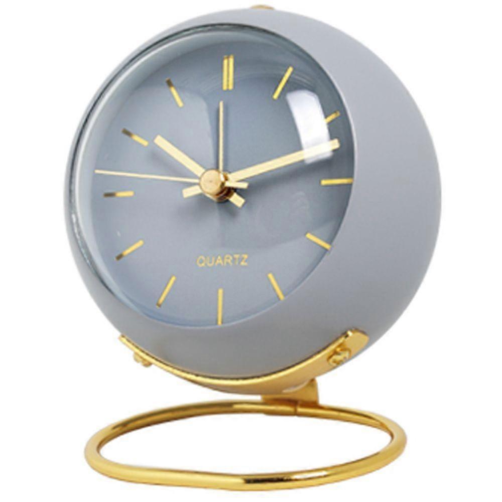Analog Alarm Clock with Lights, Small Silent Retro Alarm Clock Student Bedside Alarm Clock Luminous Pointer Clock(Gray)
