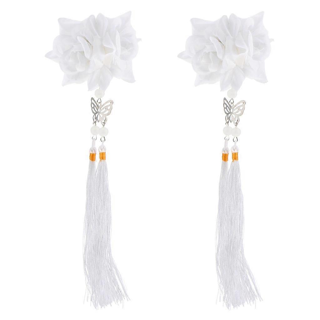 2pcs Femmes Vintage Tissu Fleur Cheveux Accessoires Chinois Tassel Pinces À Cheveux