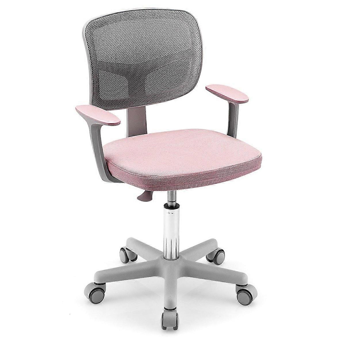 Children's Computer Chair with Adjustable Height and Self-Locking Wheels for 3-10 Years Children Pink