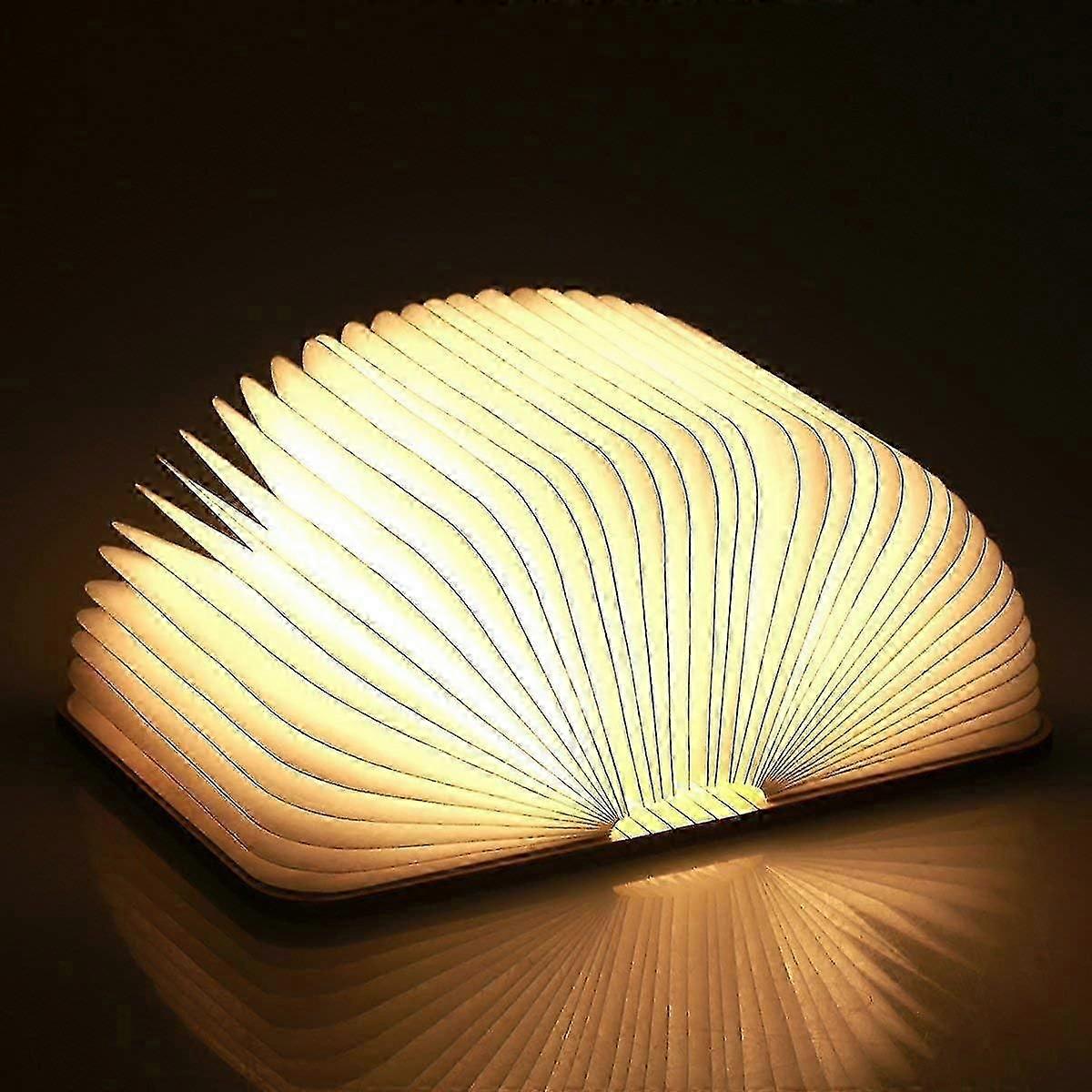 Rechargeable Wooden Folding Book Light, Portable Bedside Lamp with Magnetic Closure Design for Reading & Decor
