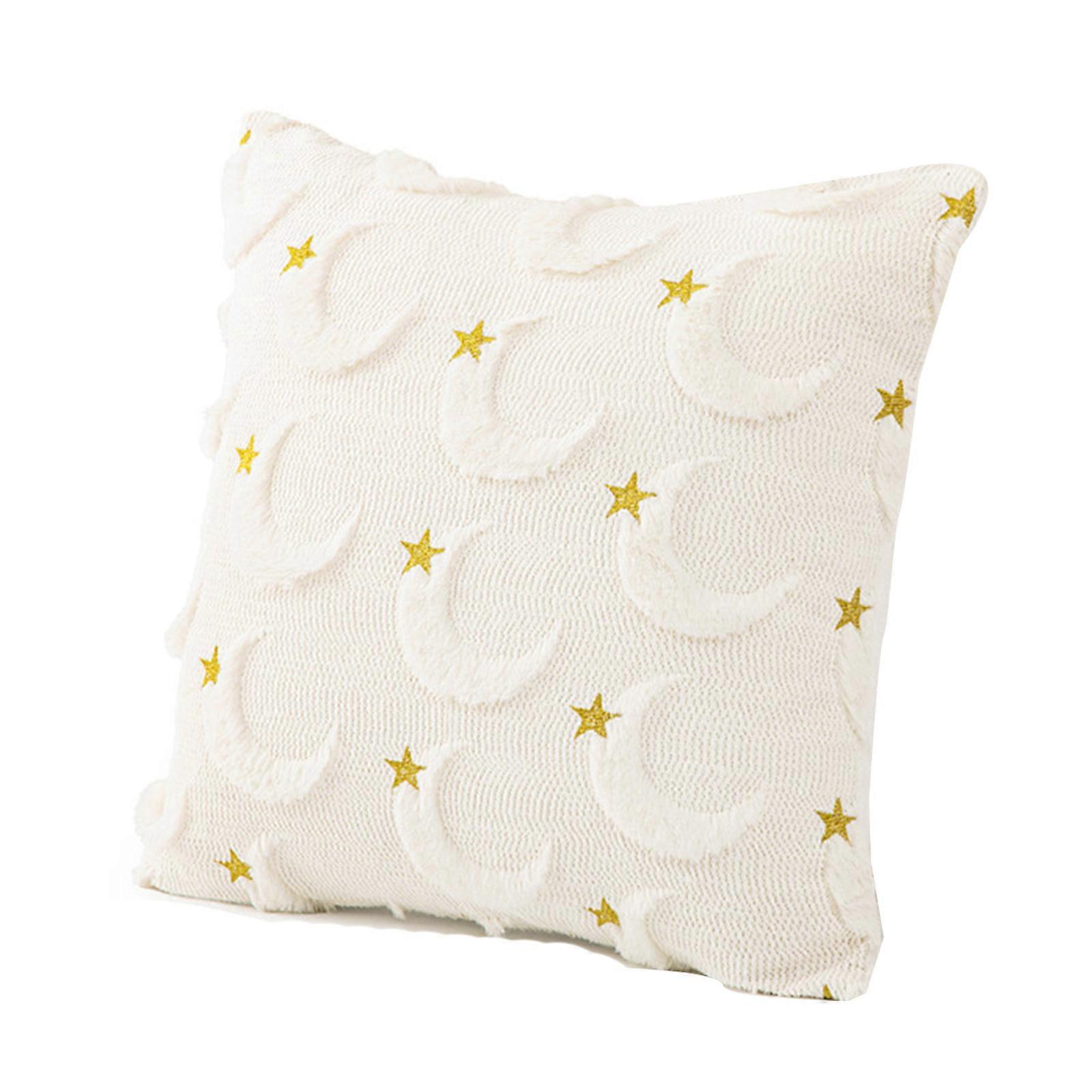 Soft Plushes Pillowcase With Luxurious Sequins Embroidery Star And Moon Pattern Enhances Home Aesthetic 450x450mm 450*450mm