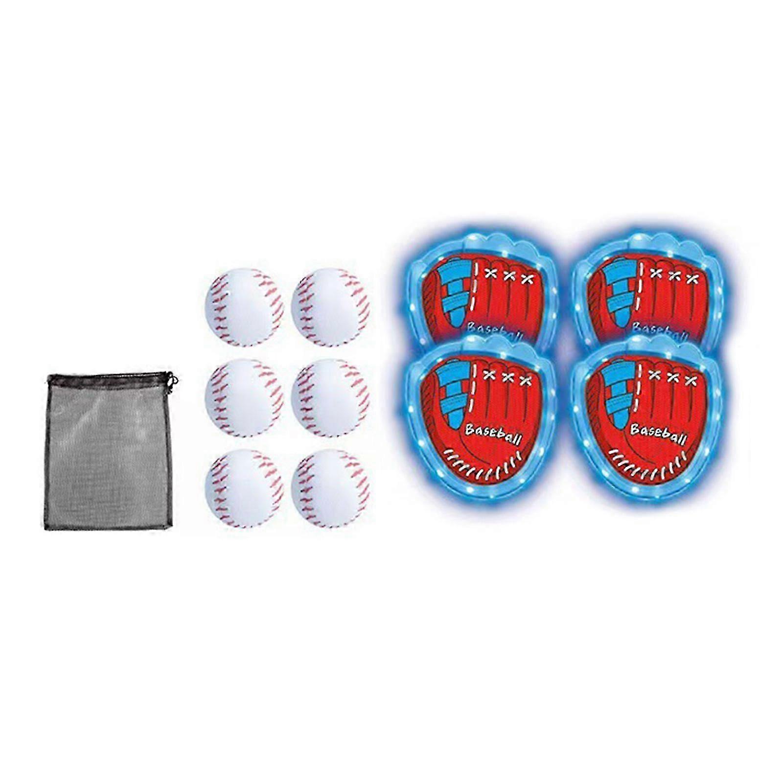Toss and Catch Ball Game Set with LED Light, 4 Sticky Catchers & 6 Soft Baseballs Toy Set