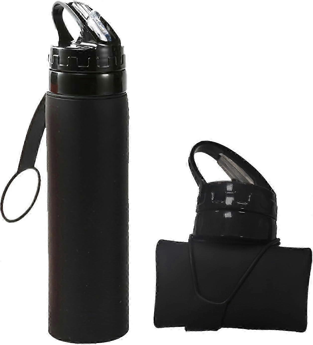 600ml Foldable Silicone Water Bottle, Leak-proof Collapsible Sports Bottle for Running Hiking