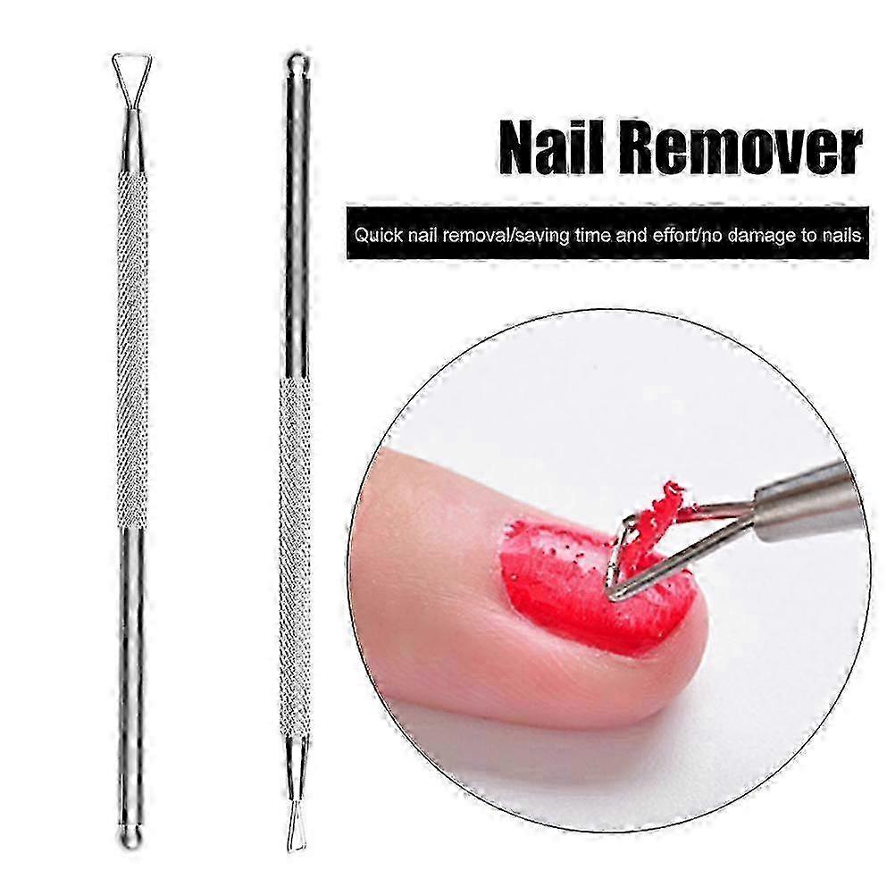 Nail Polish Removal Solution, Ergonomics Designed Handle Stainless Steel Cuticle Pusher For Manicure, Triangle Head Facilitates Precise And Gentle