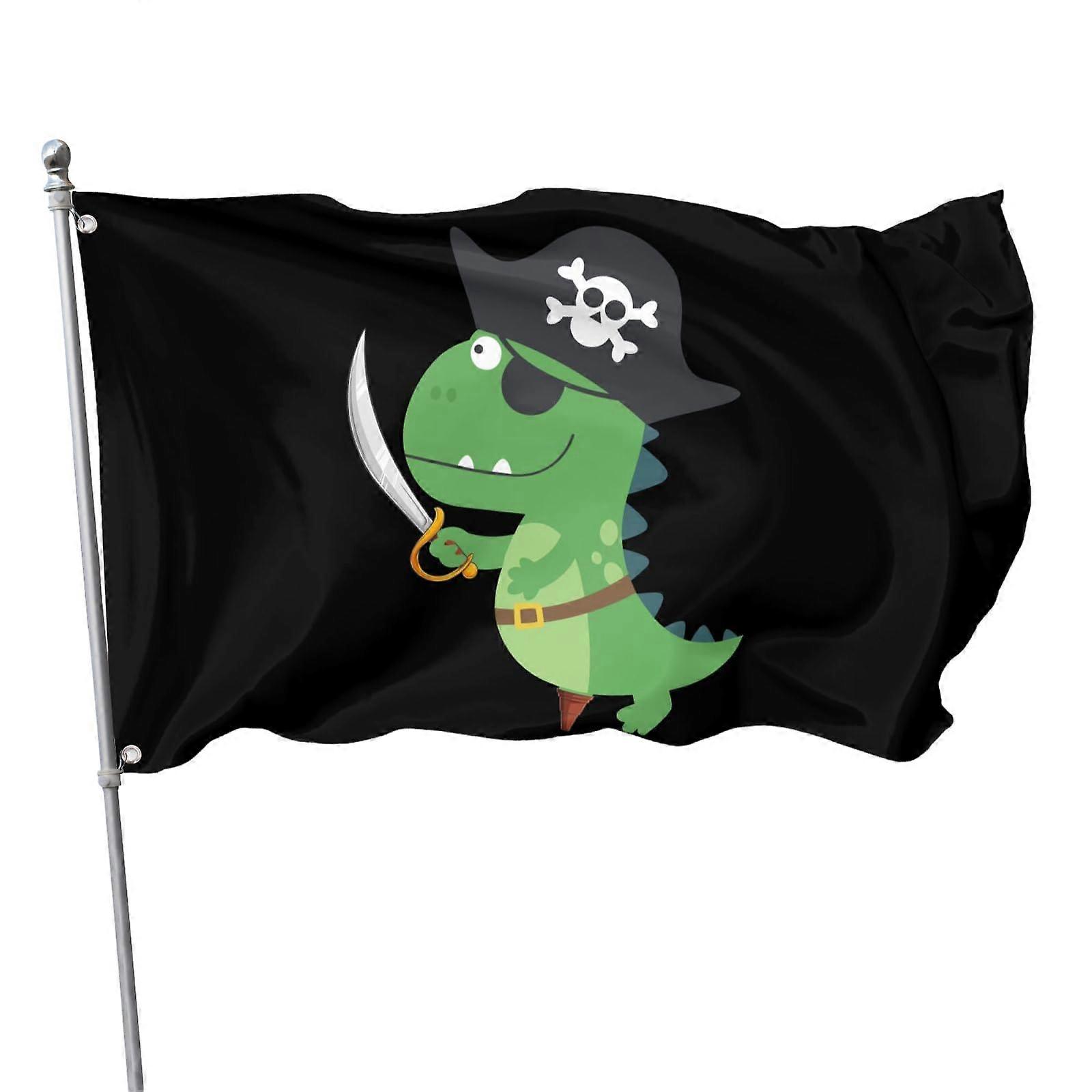 Pirate Dinosaur Flag Outdoor Use 3x5 Ft Yard Flag Pirate Theme