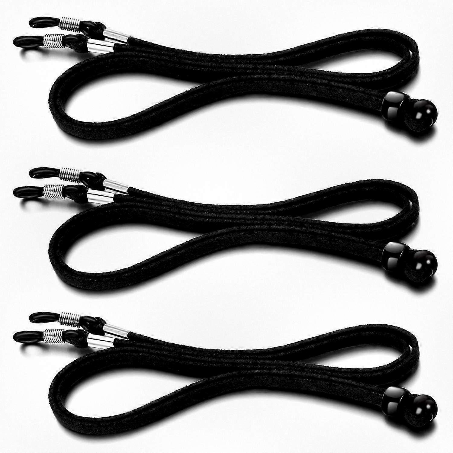 Adjustable Eyewear Strap Set, Black Spectacle Holder, 3-Pack