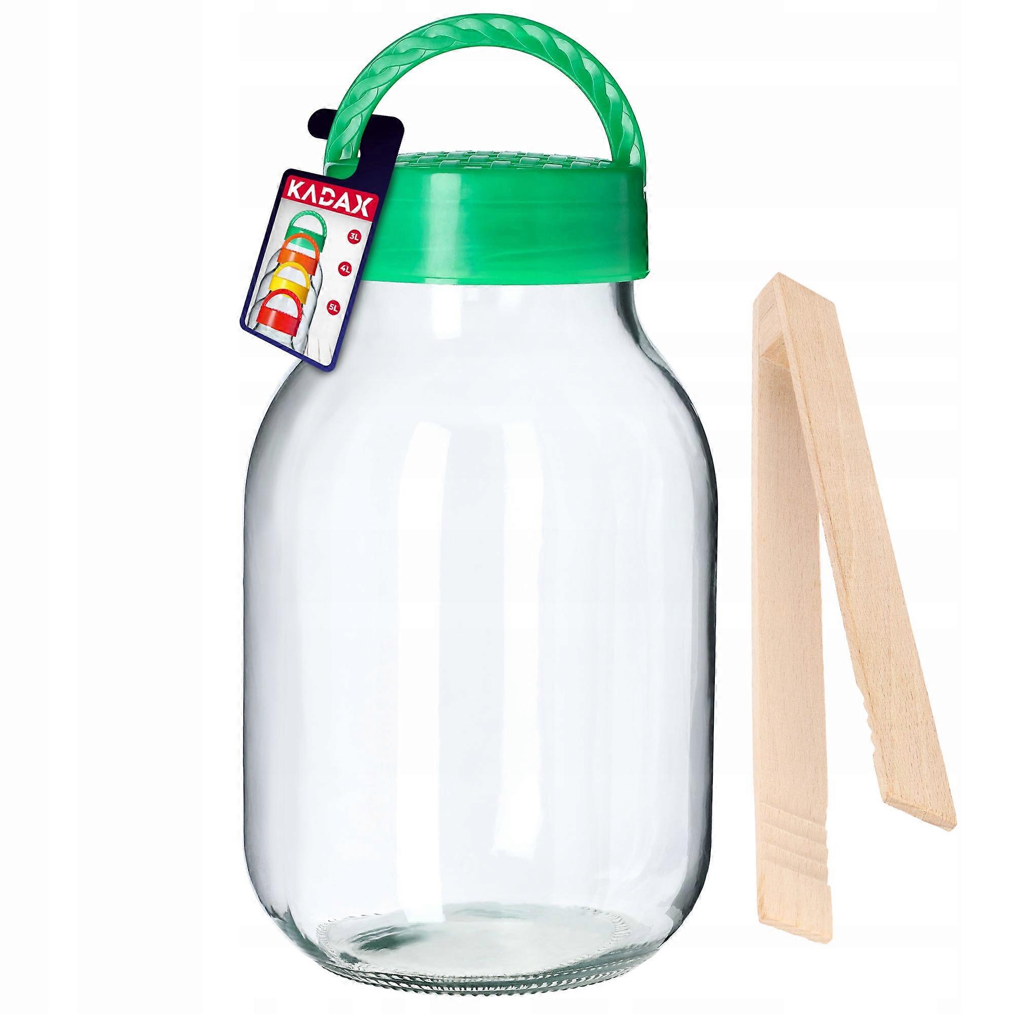 KADAX Glass jar 3L for pickling for cucumbers preserves with tongs