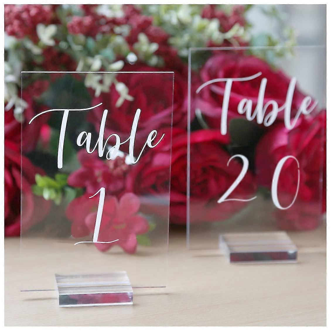 Acrylic Wedding Table Number Stand Set 1-20 | 4x6 Inch Calligraphy Signage Holder for Event Decor