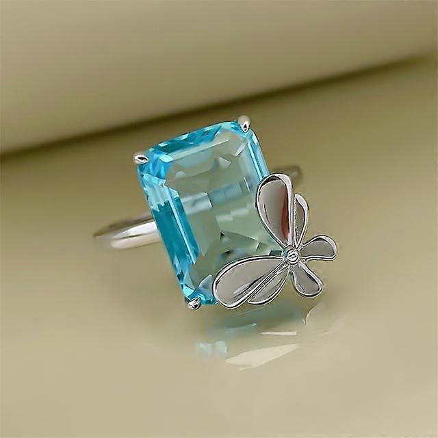100 %925 Sterling Silver Origin Topaz Ring For Women Anillos De Wedding Bands Engagement Sapphire Gemstone Ring Box Females