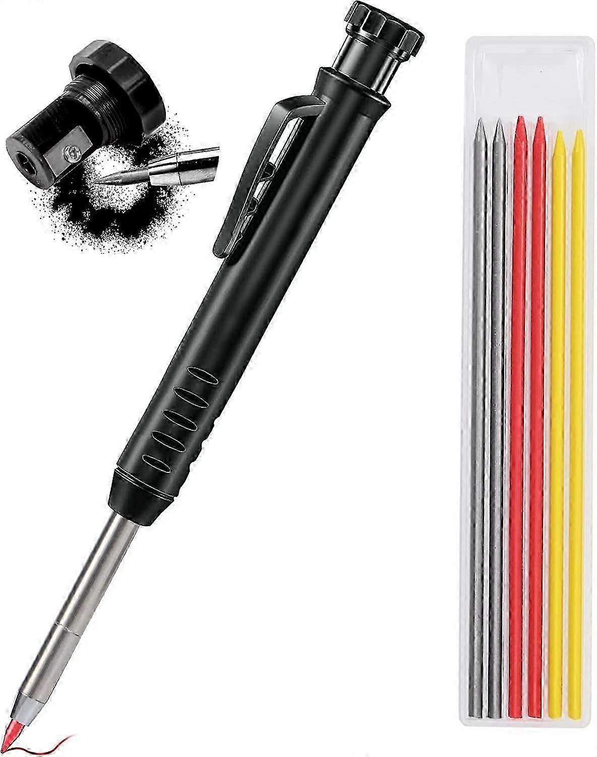 Heavy Duty Construction Pencil with Sharpener Deep Hole Carpenter Pencils Marking Tool