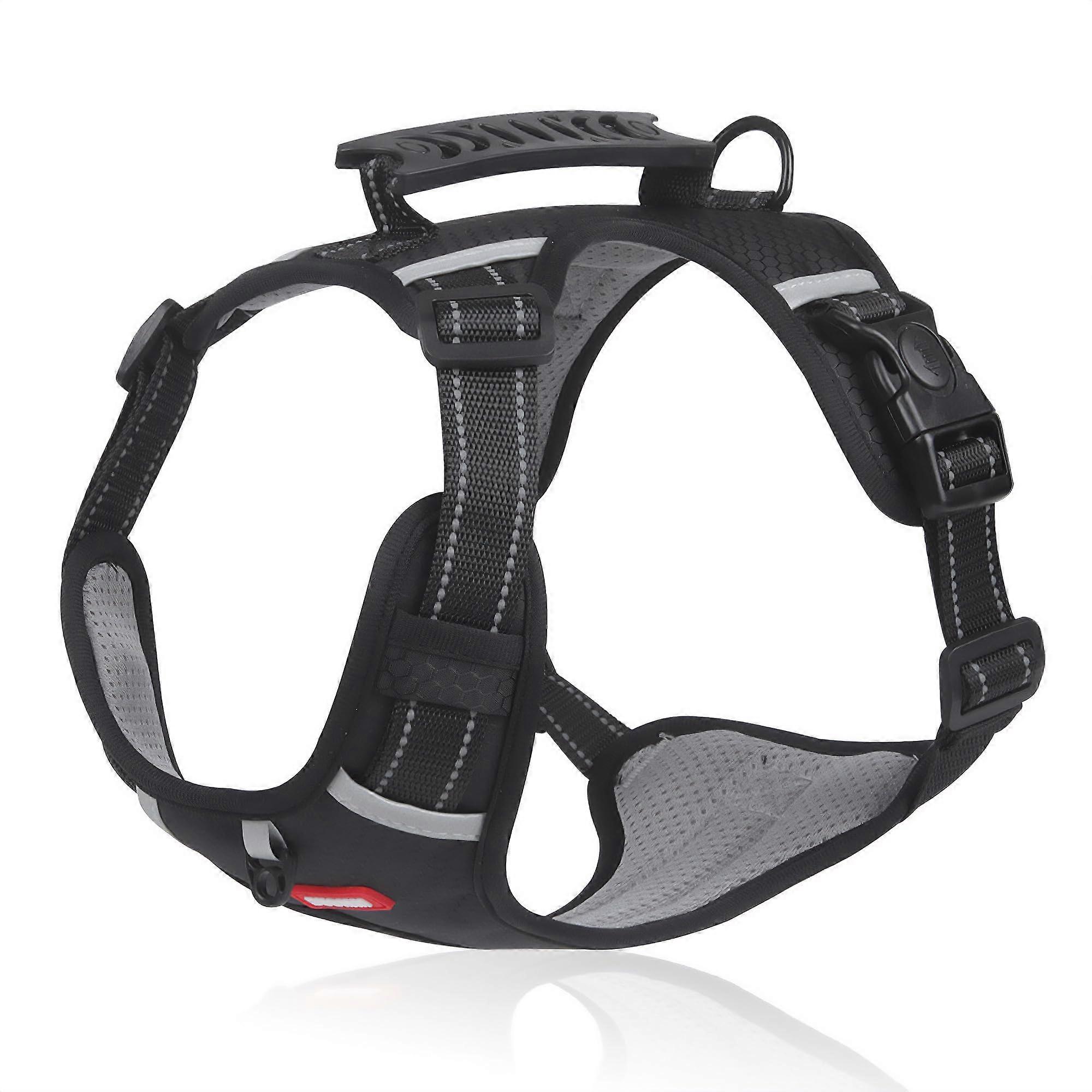 Dog Harness No Pull Adjustable Reflective Soft Padded Vest for Small Medium Large Dogs with Heavy Duty Easy Control Handle, Black XL