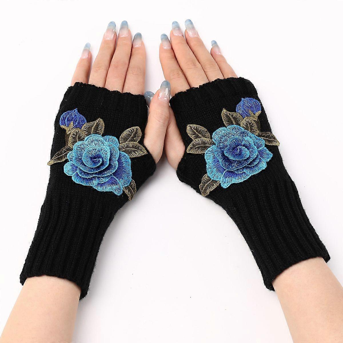 Gants de fleur de mode courte Automne et hiver Femmes Tricoté Manches En Laine Chaud Demi Mitaines