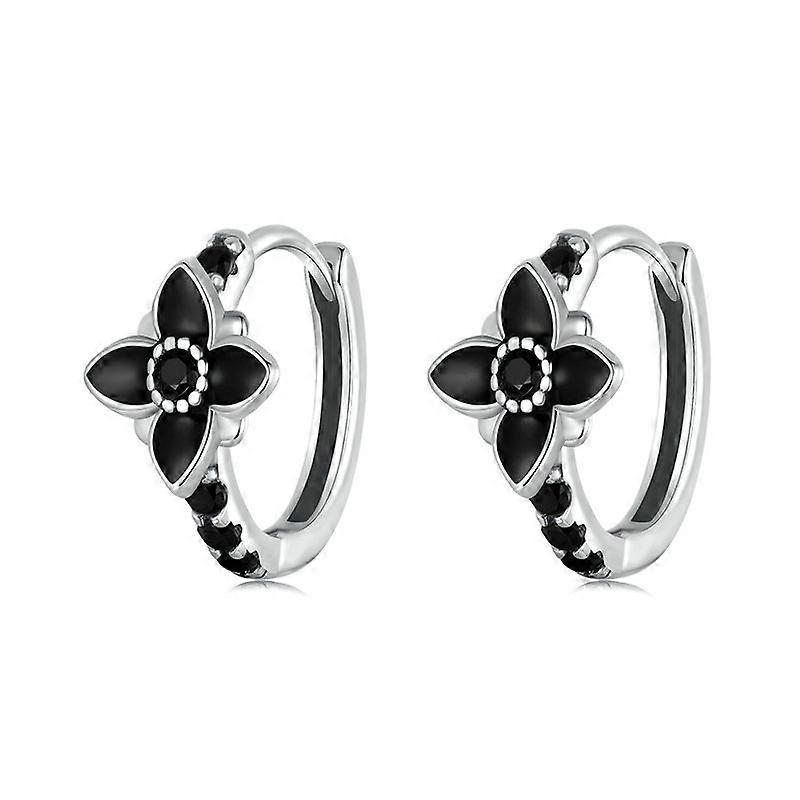 S925 Sterling Silver Oxidized Retro Elegant Flower Earrings
