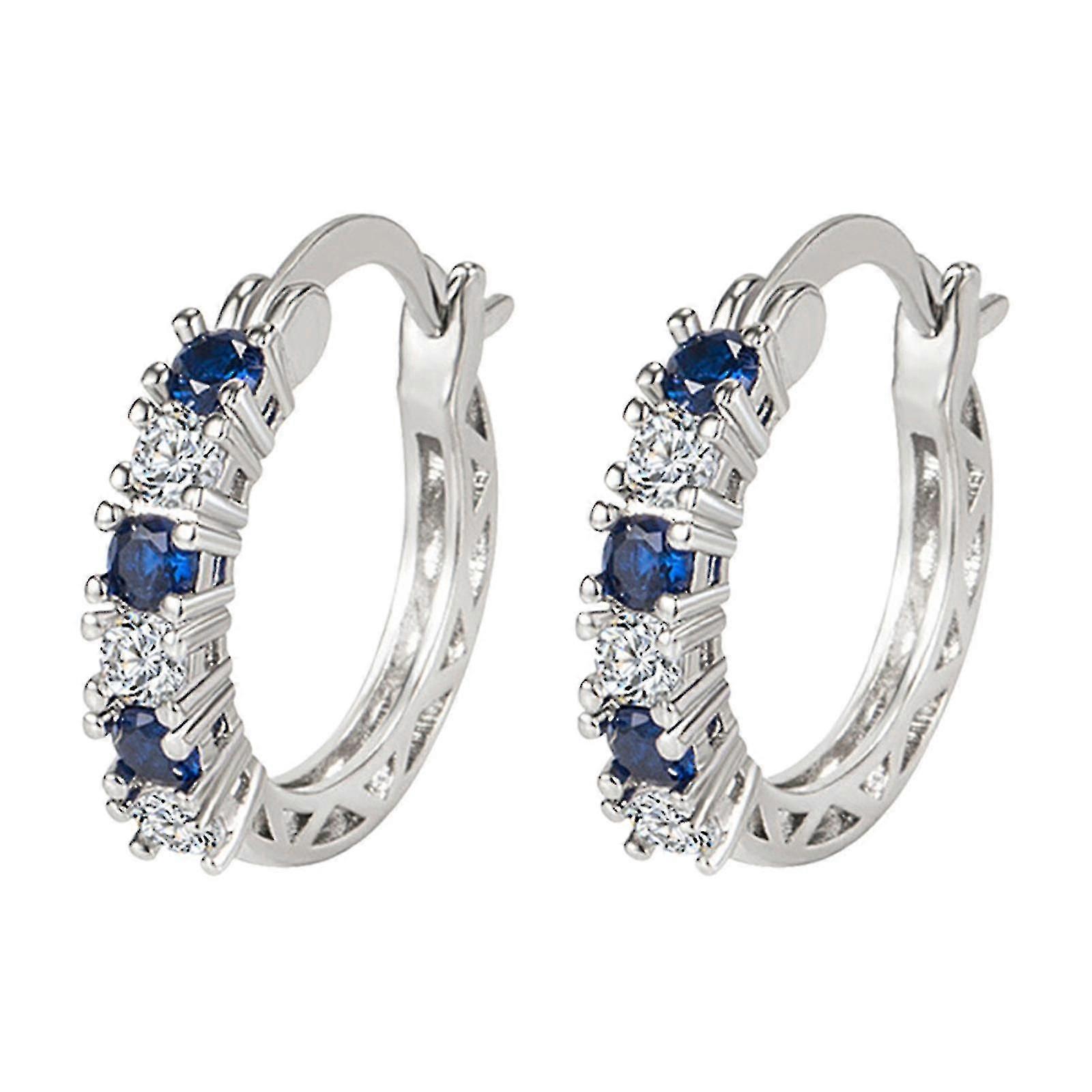 アクアマリンイヤリング女性ヨーロッパとアメリカのダイヤモンドセットジルコンファッションイヤリングカラフルなブルークリスタルイヤリング