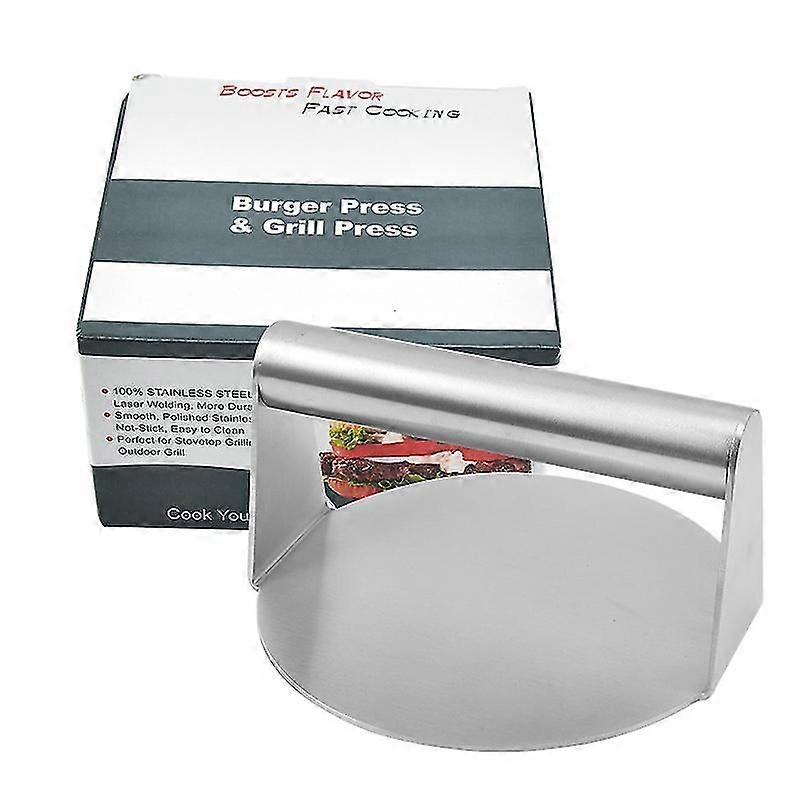 ステンレス鋼のバーガープレス、頑丈なベーコングリルバーガースマッシャー、5.51インチのラウンドグリルプレス、フラットトップグリドルグリル料理、ステーキ、パニに最適