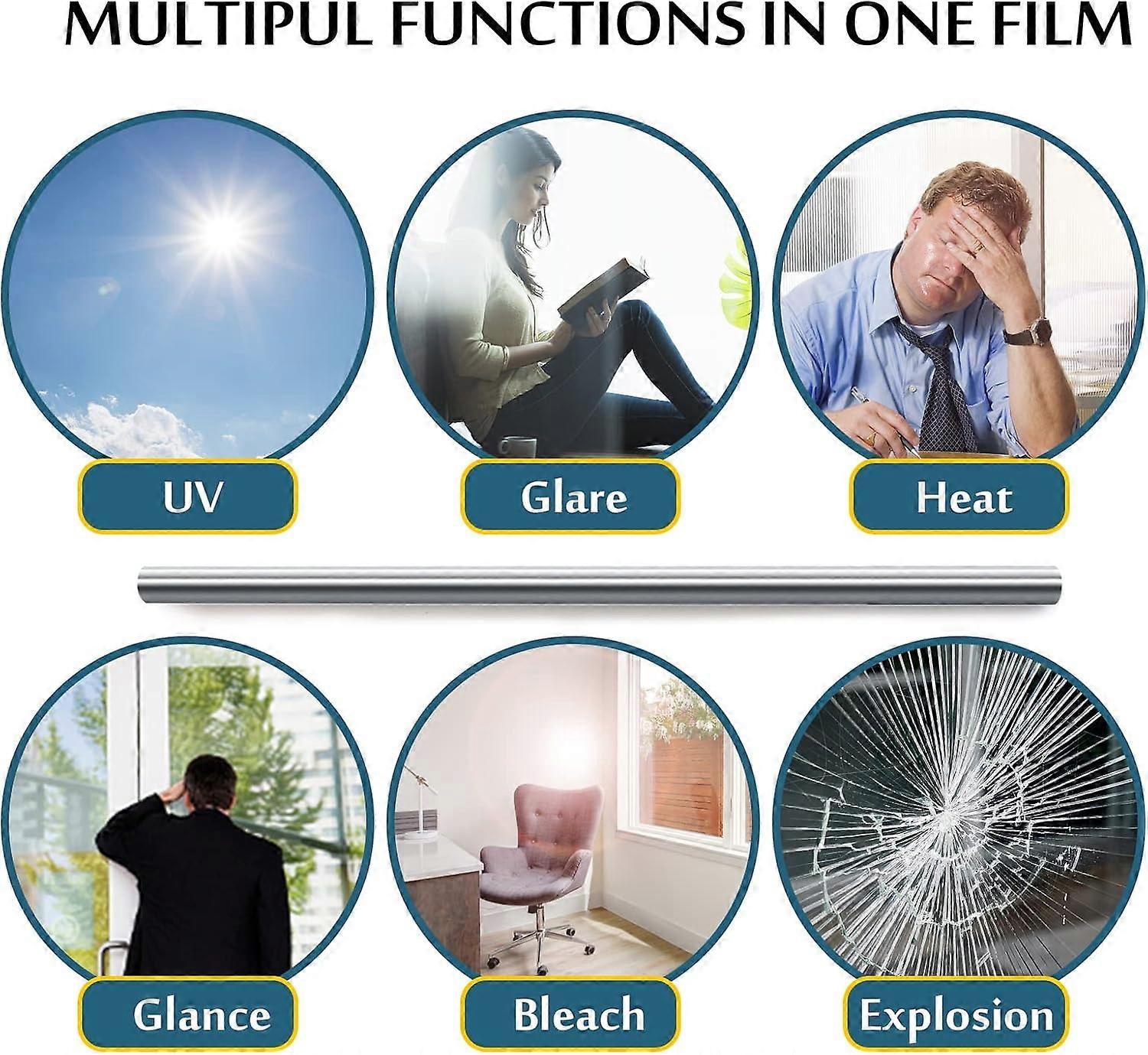 Mirror Window Tint Heat Control Daytime Privacy Protection Reflective Window Tint One Way Window Film Privacy