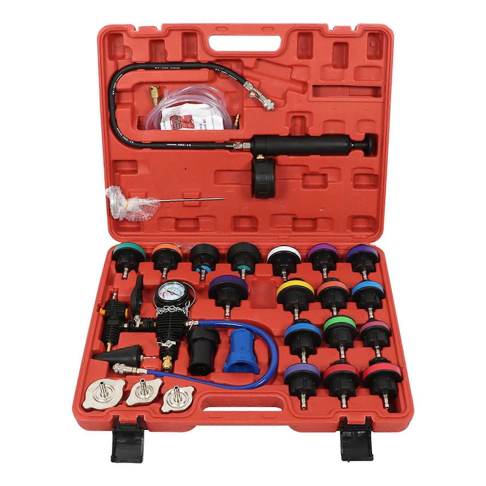 28Pcs Radiator Pressure Tester Vacuum System Kit for Automotive Diagnostics and Leak Detection