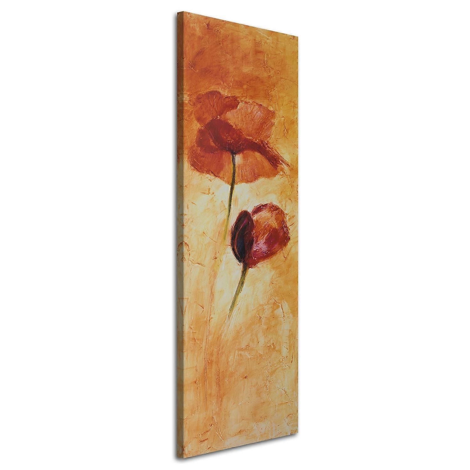 Lienzo, Dos flores de amapola - 50x150