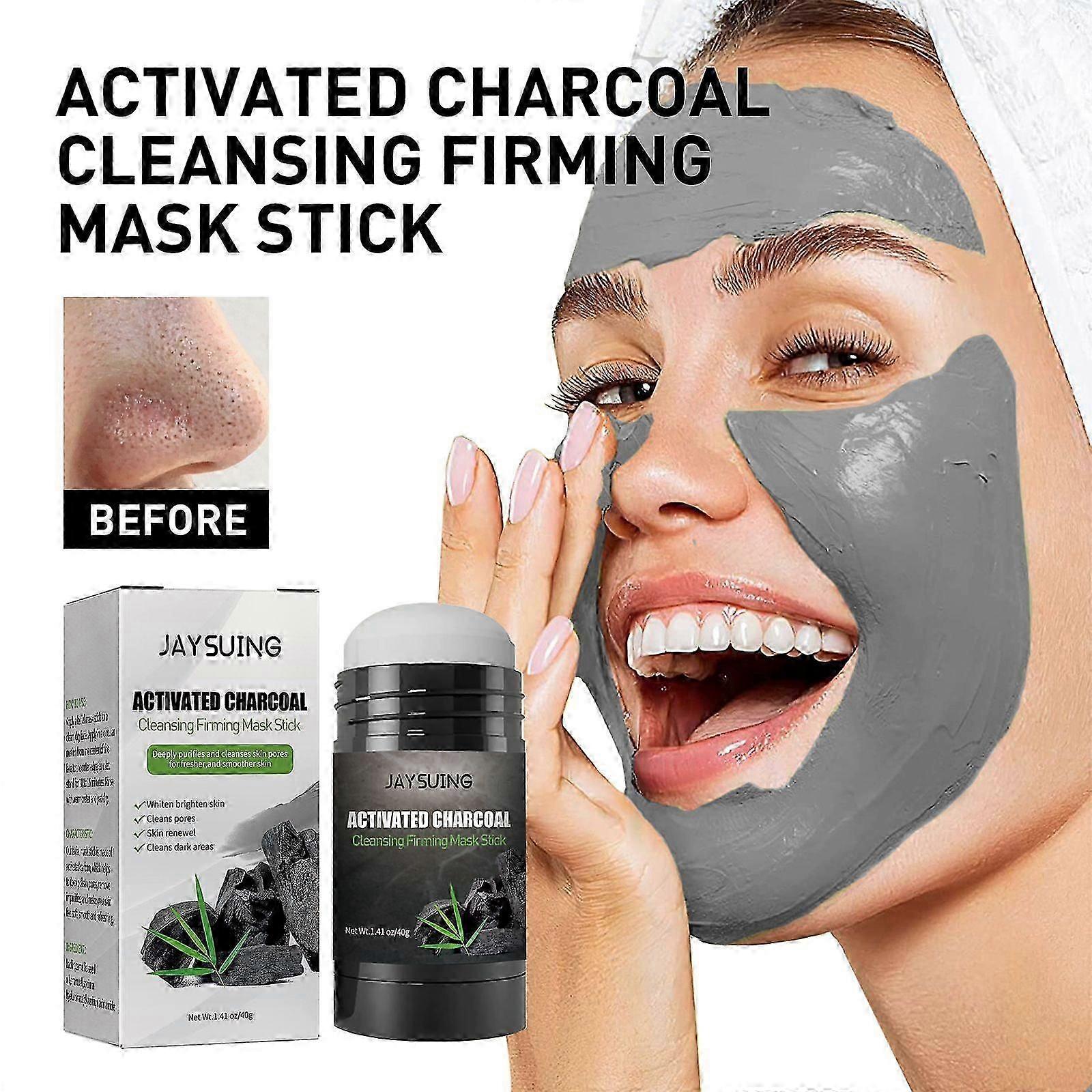 Activated Charcoal Cleansing Mask Stick, Face Care Cleansing Pore Blackhead Applicator Solid Mask