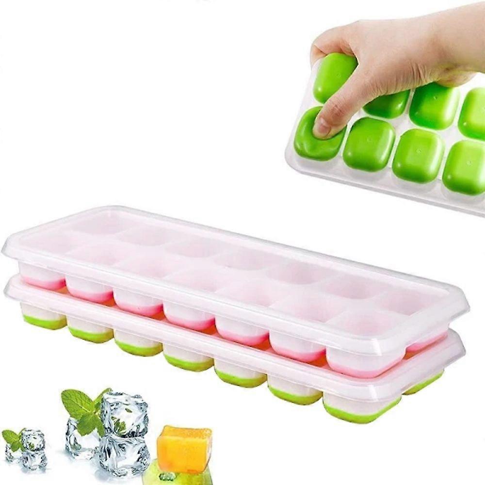 Ice Cube Molds with Lids - Pink and Green - 2 Pieces
