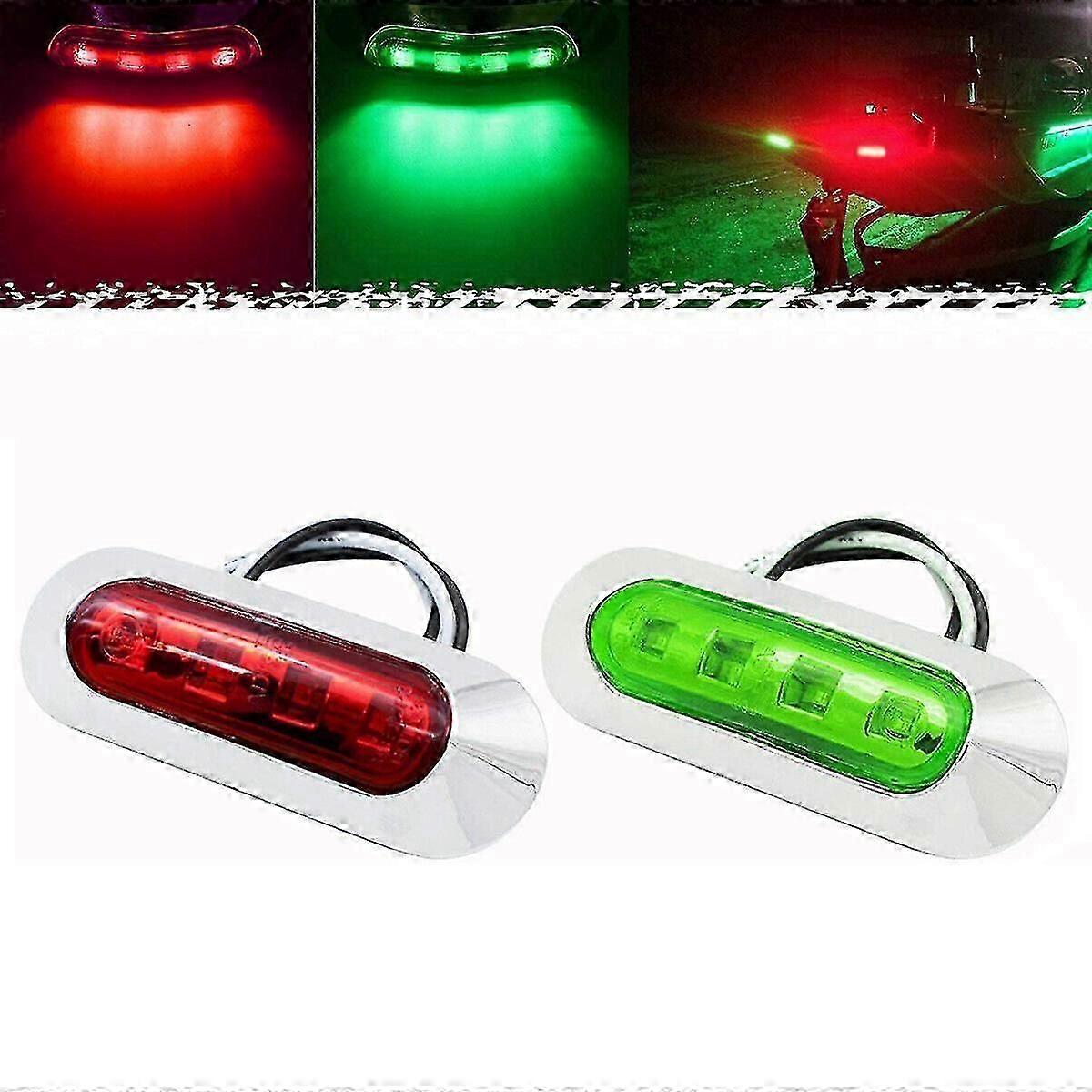 2x Red Green LED Boat Navigation Light Deck Waterproof Bow Pontoon Lights 12V