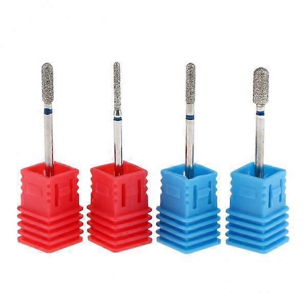 2-4pack 4pcs Nail Drill Bits 3/32" Diamond Cuticle Clean Electric Files Buffing