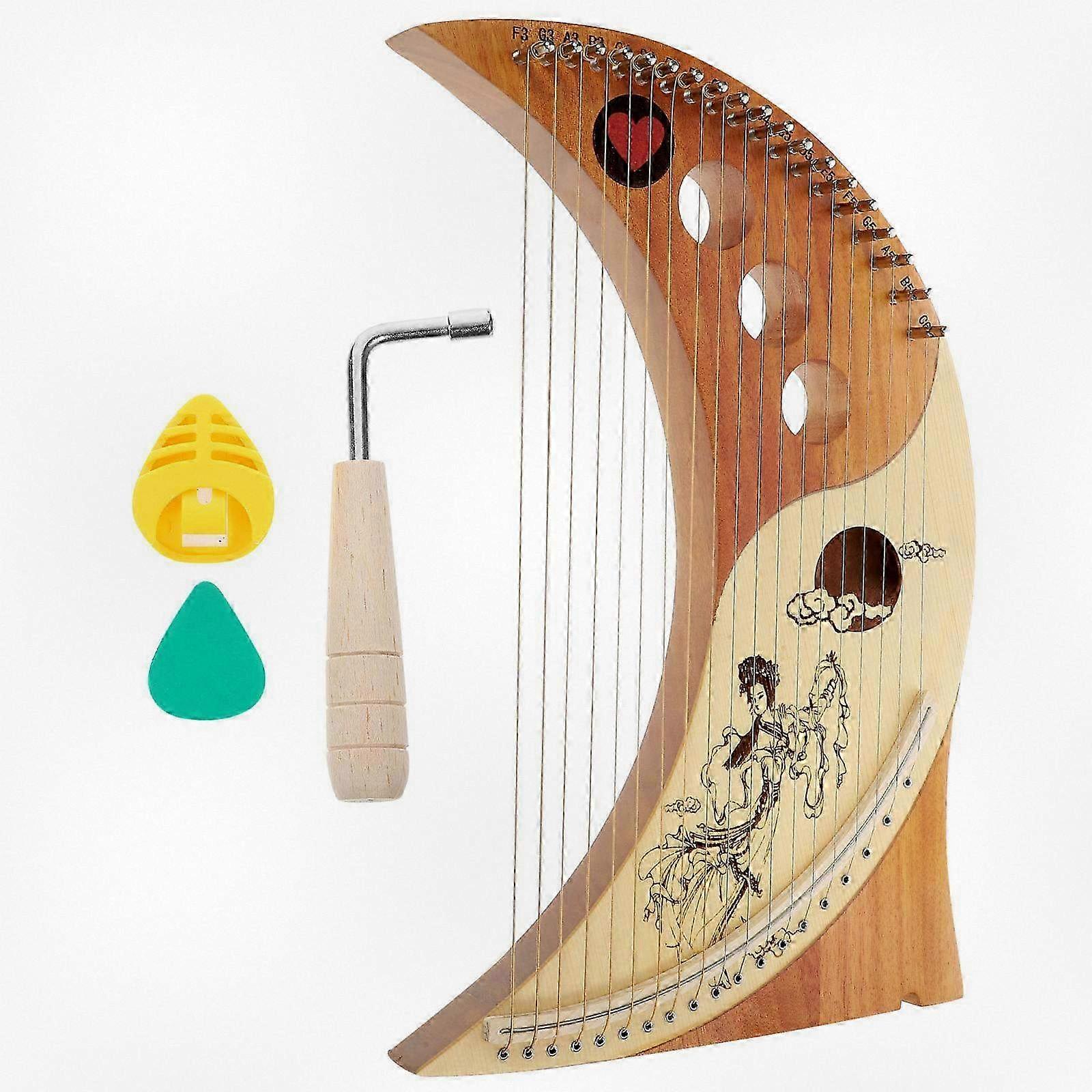 1 Set of 19 Metal String Lyre Harp Handheld Wooden String Instrument in Various Colors for Creative Play