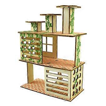 Hamster-Holzvilla, Kleintier-Versteck aus Naturholz, Kauspielzeug für Meerschweinchen, Ratten, Mäuse, Rennmäuse, Igel, Klettern, mehrfarbig