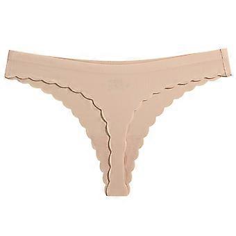 Womens Sexy Seamless Thong Panties Scalloped Edge Low Rise Underwear G-String  White XL
