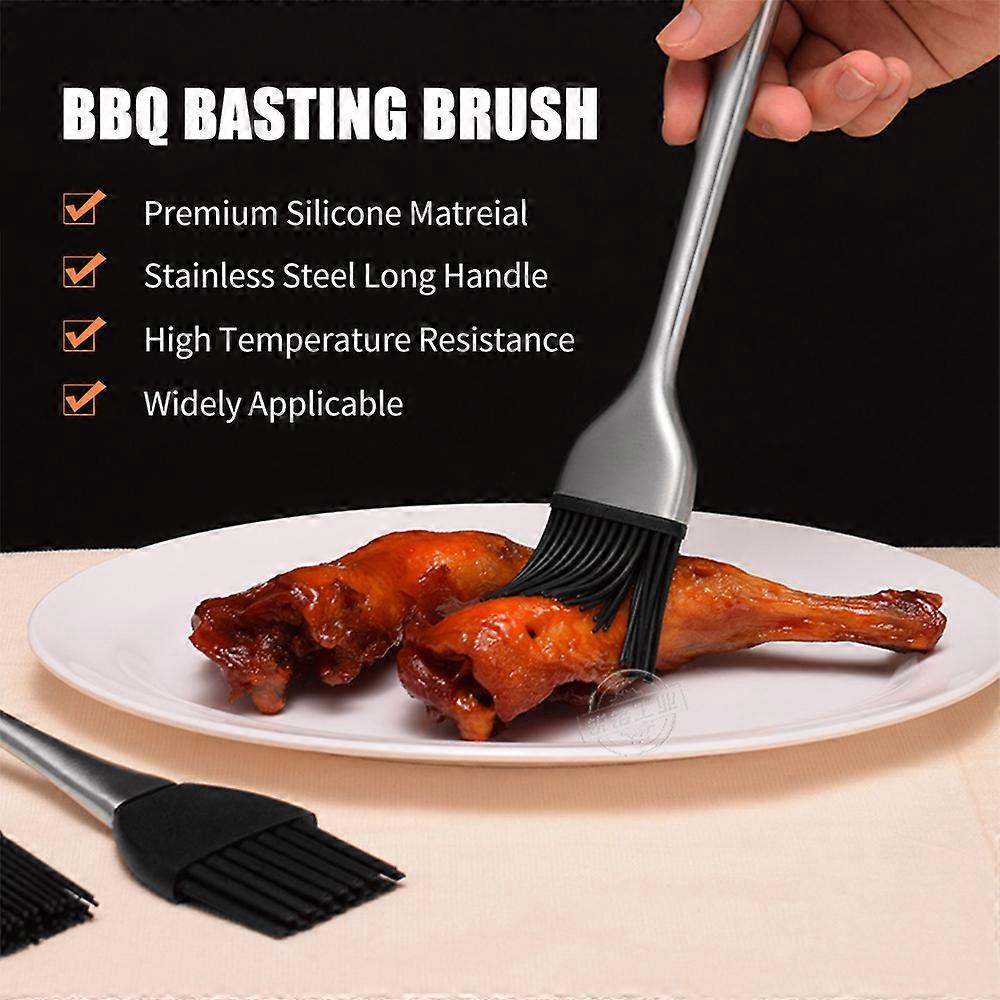 Silicone BBQ Basting Brush 20cm/30cm Black Stainless Handle