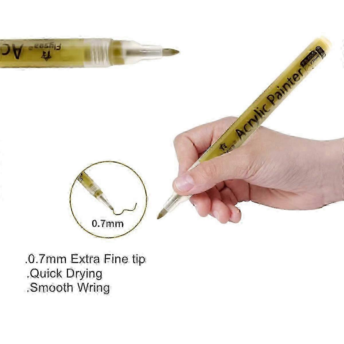 Water-Based Metallic Marker Pens - Set of Gold, Silver, and Rose Gold Acrylic Paint Pens Suitable for Various Craft Projects