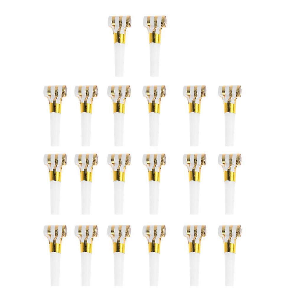 Golden Plastic Cheer Whistles for Party Use to Blow 20 Pieces Perfect for Christmas and Festivals